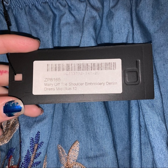 Blue Floral OffShoulder Dress - Picture 5 of 7